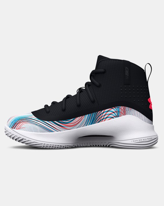 Pre-School UA Curry 4 Mid Basketball Shoes in Black image number 1